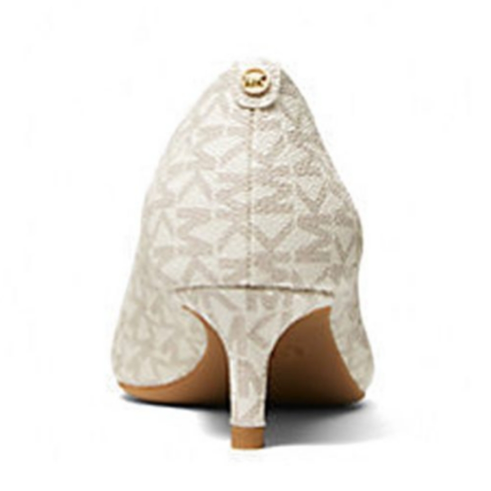 Michael Kors 🔥 NWT 🔥Alina Flex Kitten Pumps. Ivory Patterned Heels. Sz 9 - Picture 14 of 17